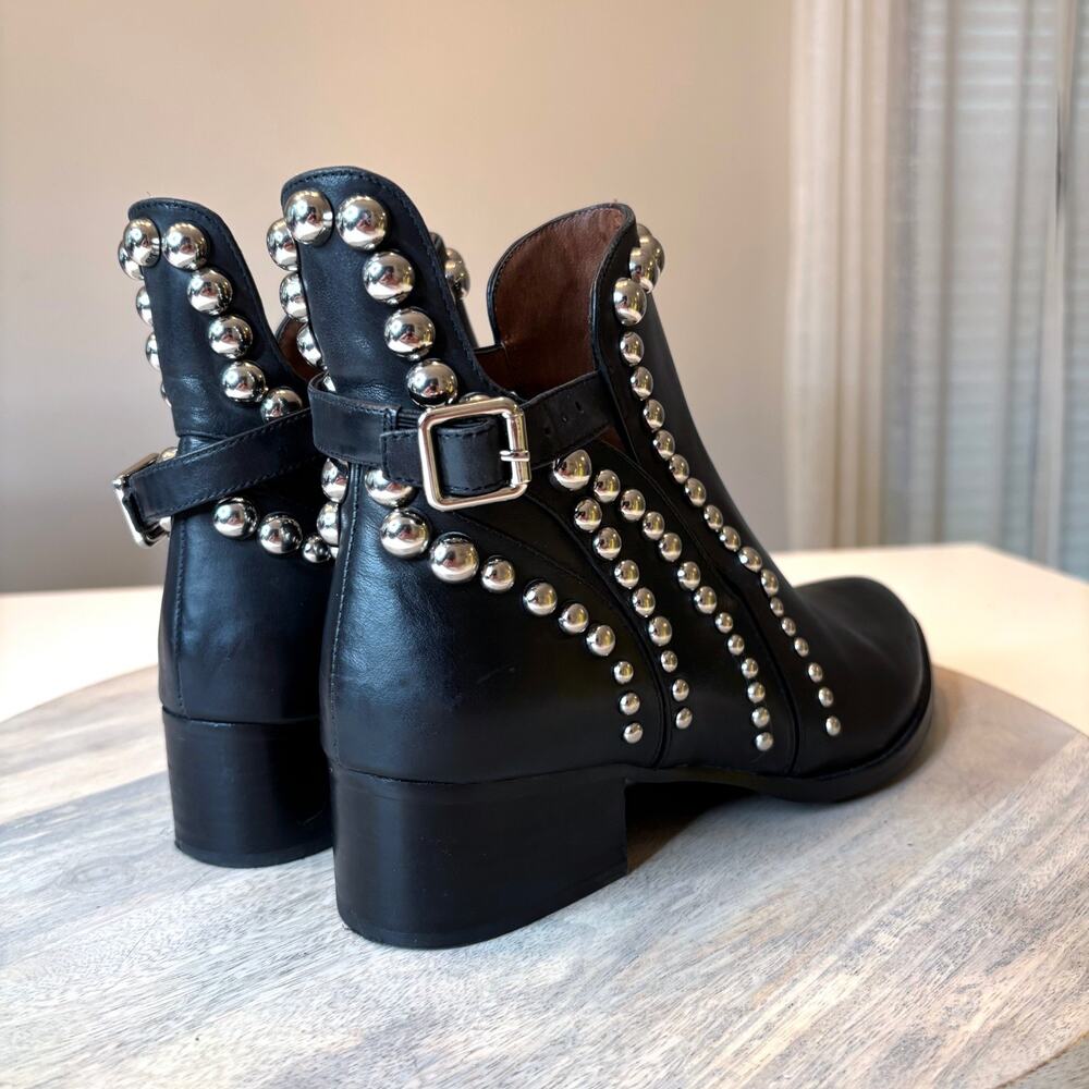Jeffrey Campbell Rylance Black Leather Studded Ankle Booties Cut Out Size 8.5 - Picture 6 of 11